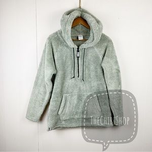 Pink Victoria Secret Sherpa teddy Fleece Sweatshirt sz Small